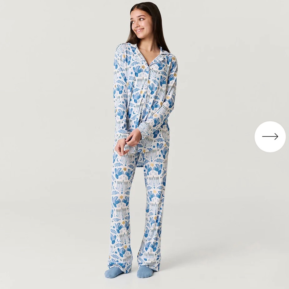 Posh Peanut Blue and White Floral Button-Up Pajama Set